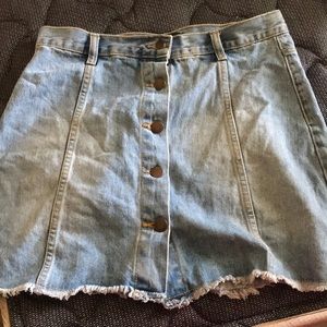 A light blue jean skirt